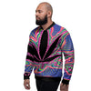 Cannabis Leaf Psychedelic Print Men's Bomber Jacket-grizzshop