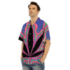 Cannabis Leaf Psychedelic Print Men's Hawaiian Shirt-grizzshop