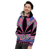 Cannabis Leaf Psychedelic Print Men's Hoodie-grizzshop