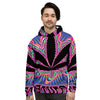 Cannabis Leaf Psychedelic Print Men's Hoodie-grizzshop