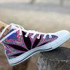 Cannabis Leaf Psychedelic Print White High Top Shoes-grizzshop