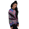 Cannabis Leaf Psychedelic Print Women's Bomber Jacket-grizzshop