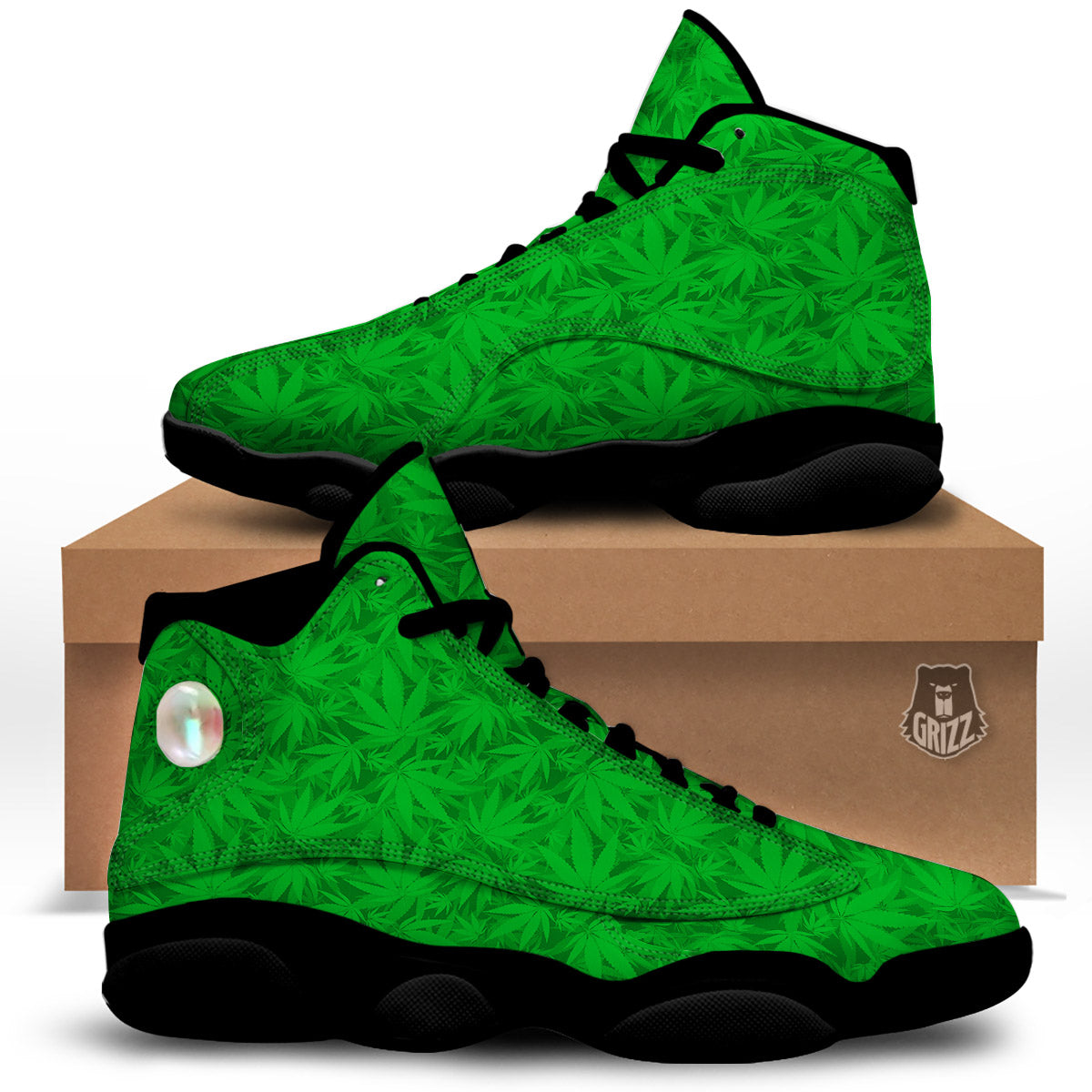 Cannabis Leaves Print Pattern Black Basketball Shoes-grizzshop
