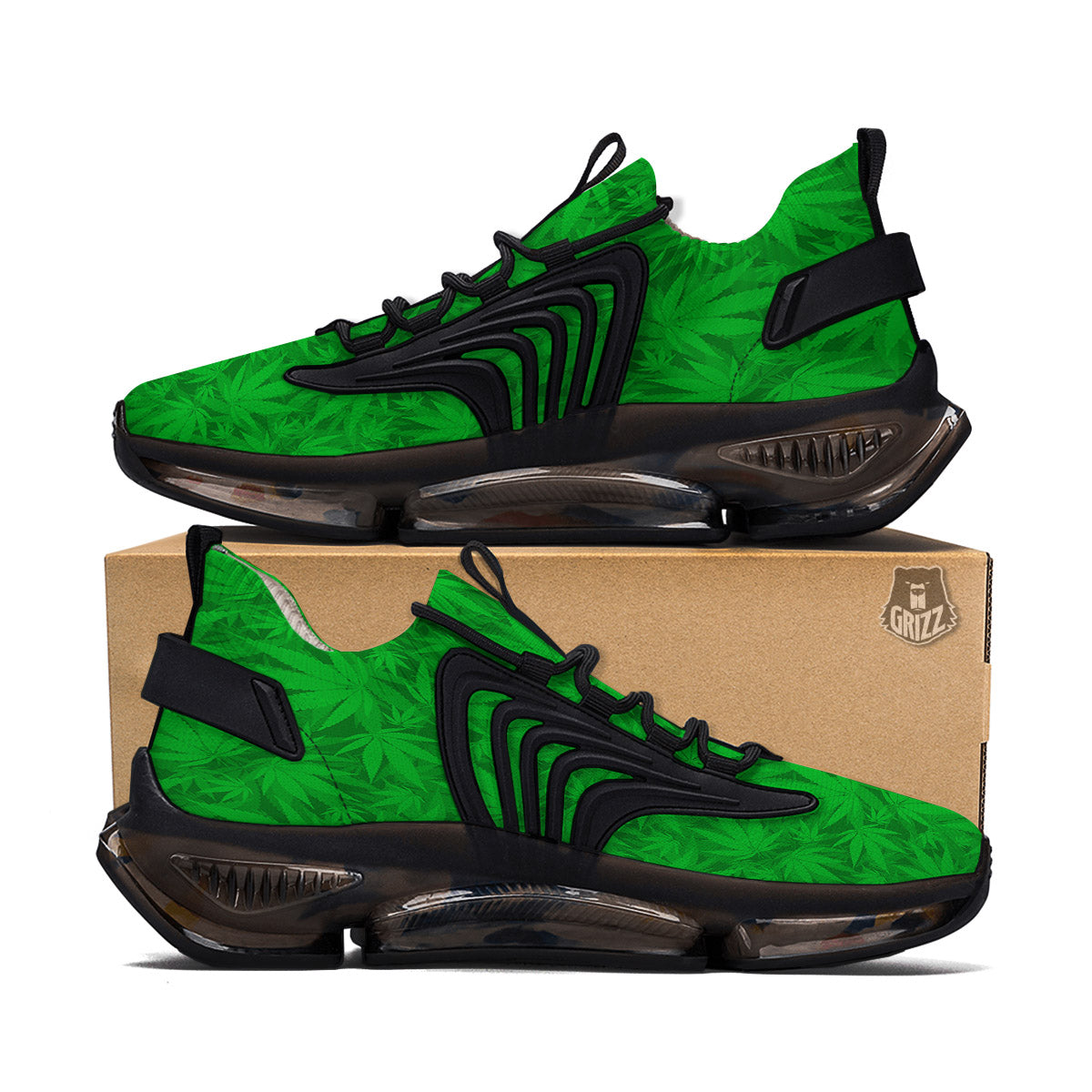 Cannabis Leaves Print Pattern Black Gym Shoes-grizzshop