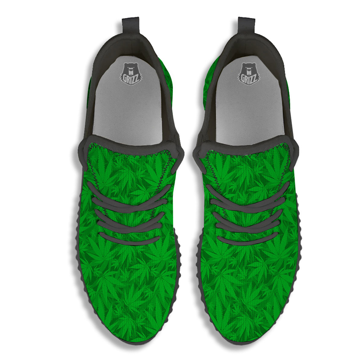 Cannabis Leaves Print Pattern Black Walking Shoes-grizzshop