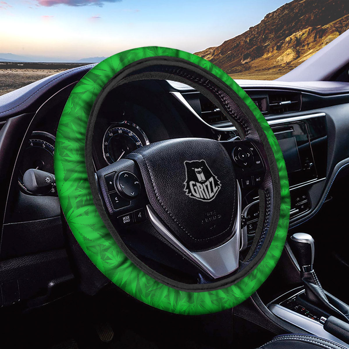 Cannabis Leaves Print Pattern Car Steering Wheel Cover-grizzshop