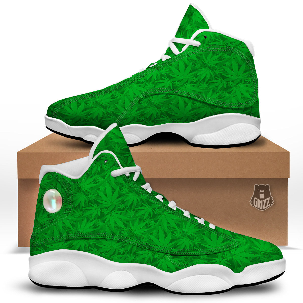 Cannabis Leaves Print Pattern White Basketball Shoes-grizzshop