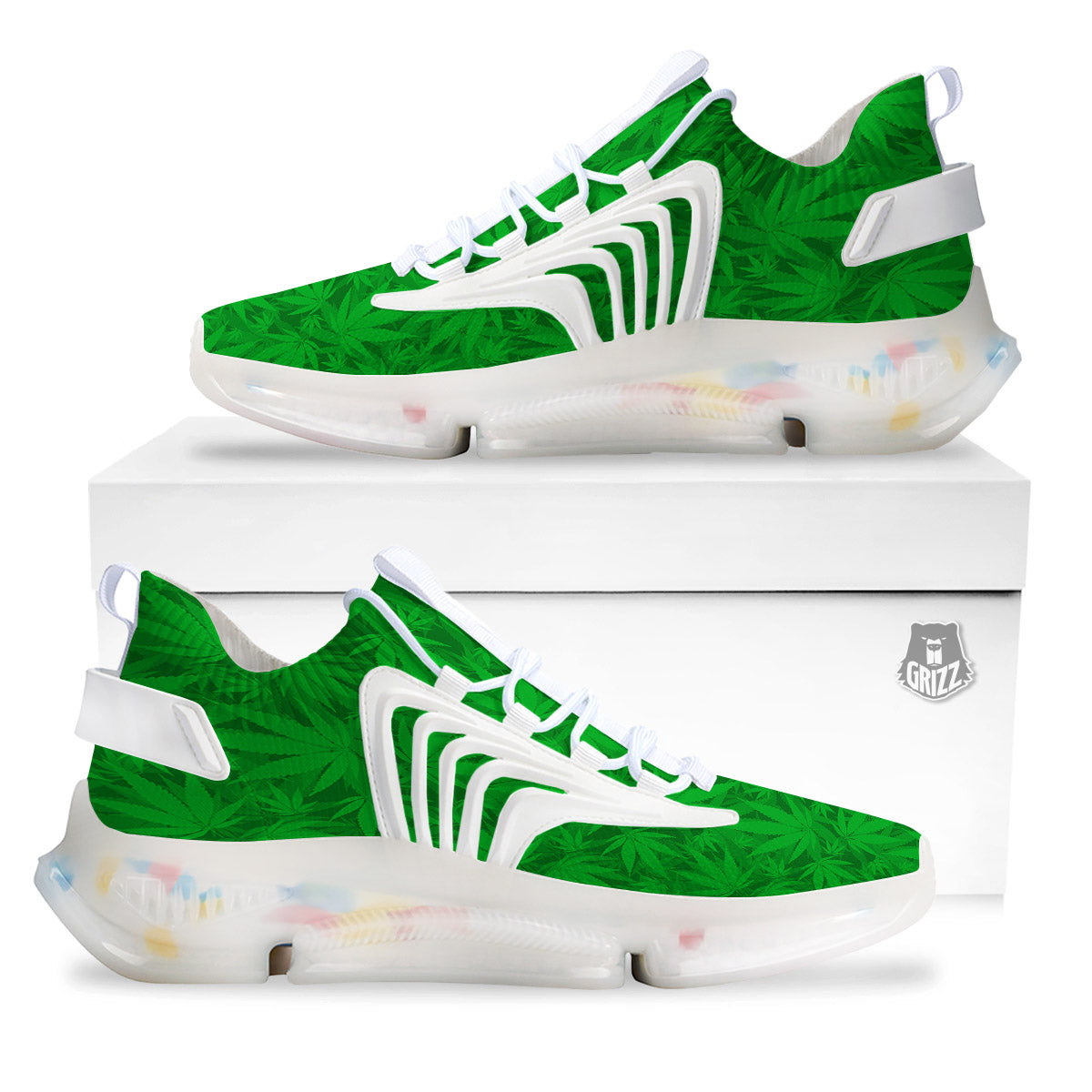 Cannabis Leaves Print Pattern White Gym Shoes-grizzshop