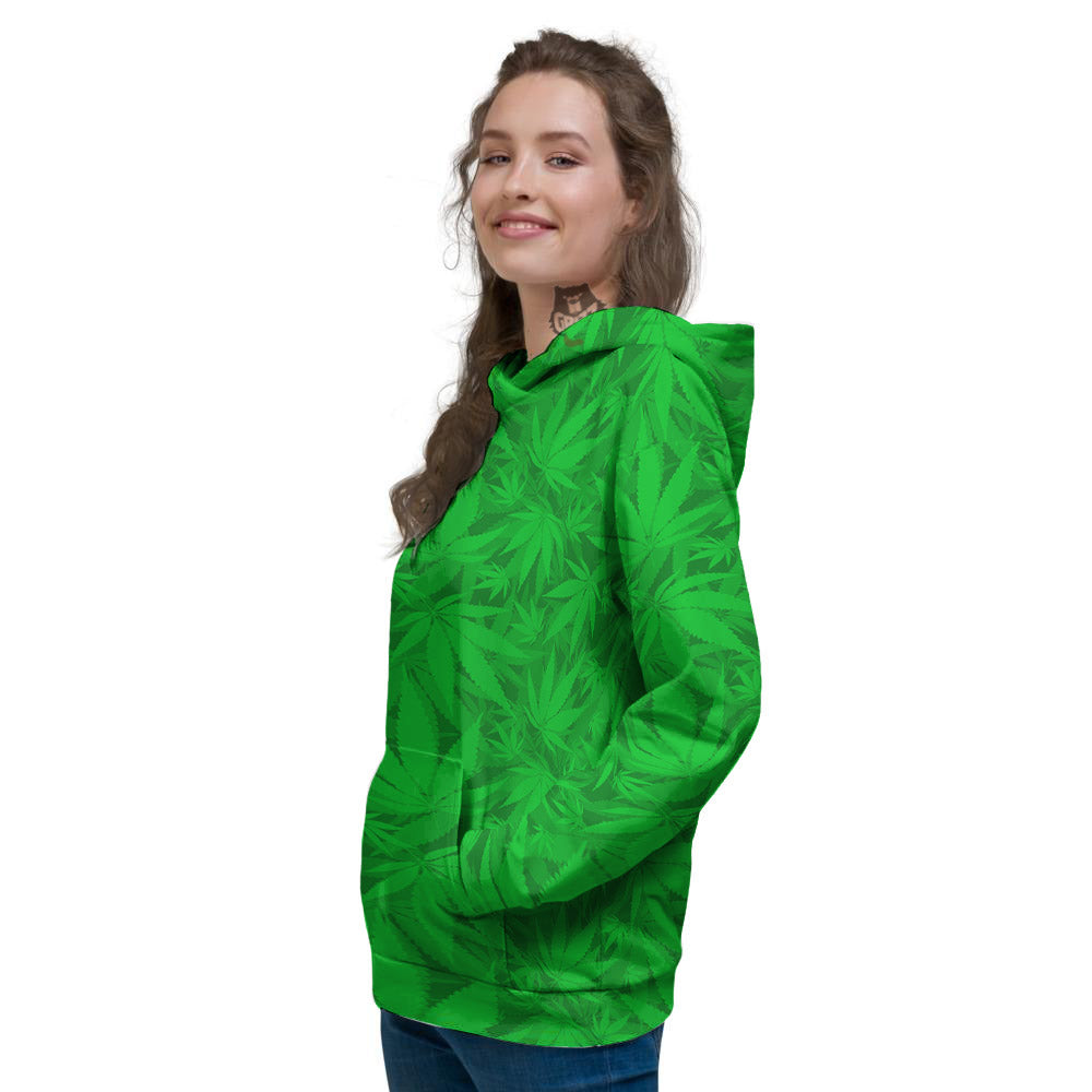 Cannabis Leaves Print Pattern Women's Hoodie-grizzshop