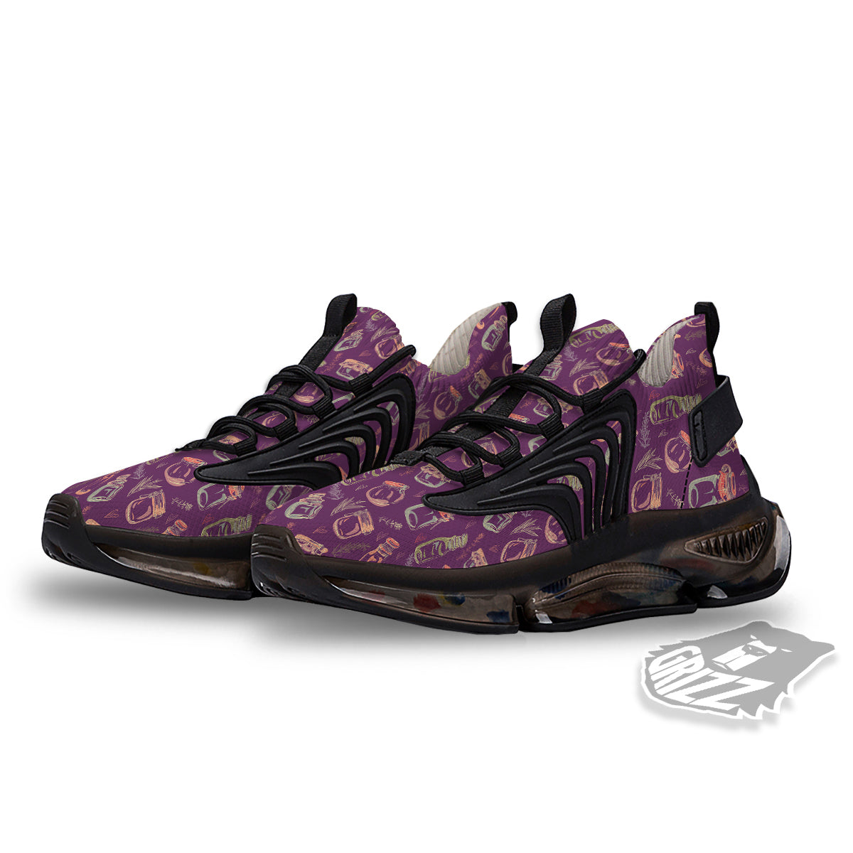 Canning Doodle Print Pattern Black Gym Shoes-grizzshop