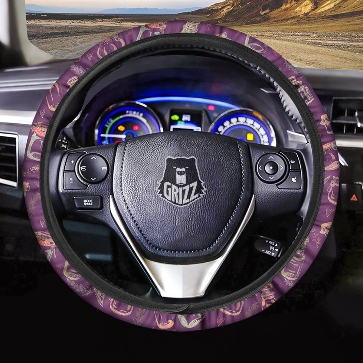 Canning Doodle Print Pattern Car Steering Wheel Cover-grizzshop
