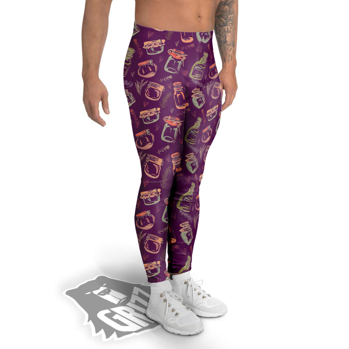 Canning Doodle Print Pattern Men's Leggings-grizzshop