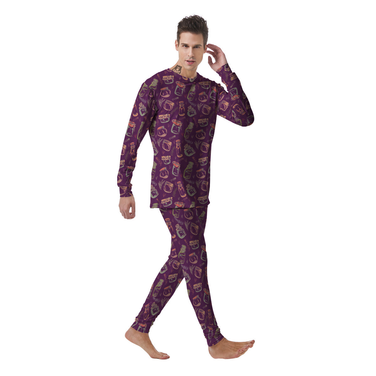 Canning Doodle Print Pattern Men's Pajamas-grizzshop