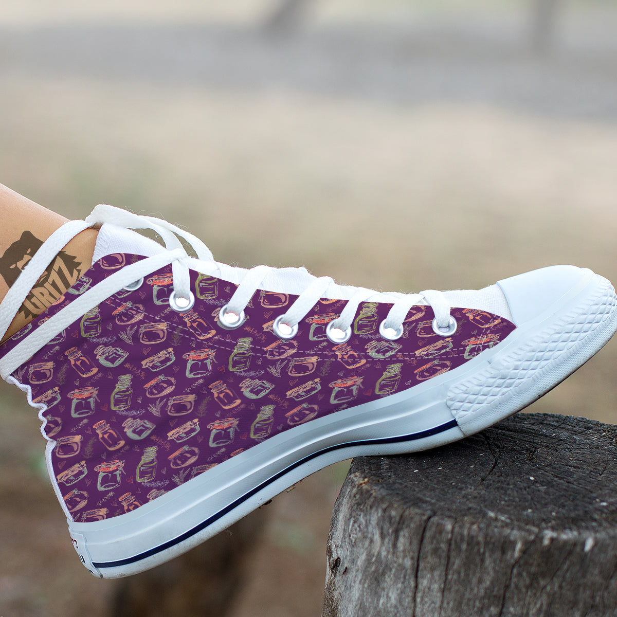 Canning Doodle Print Pattern White High Top Shoes-grizzshop