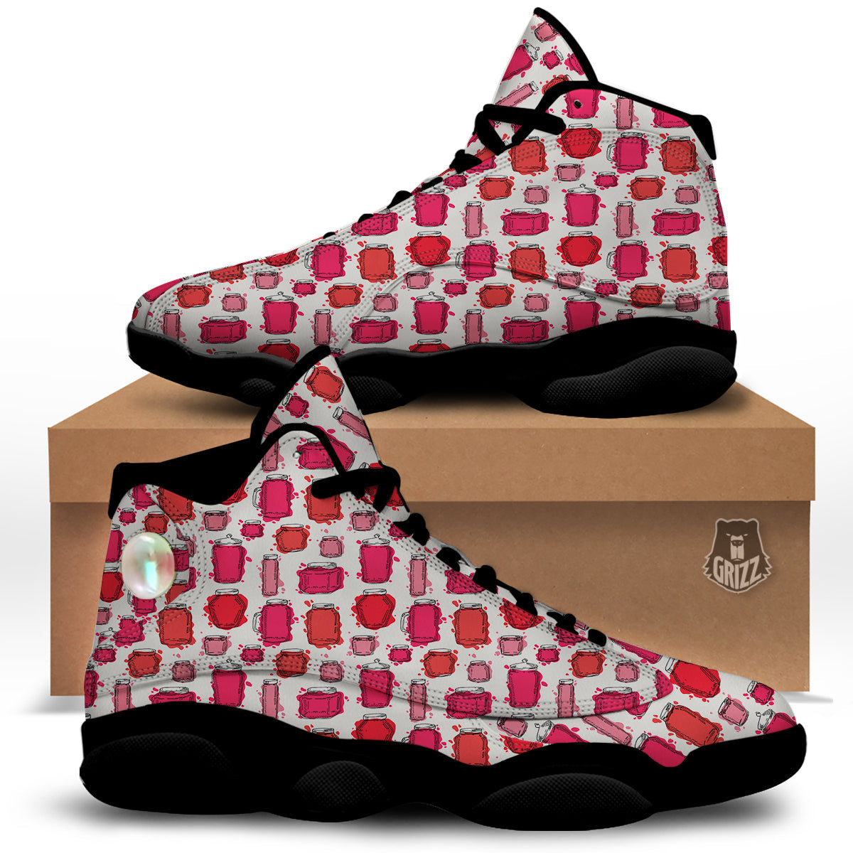 Canning Watercolor Print Pattern Black Basketball Shoes-grizzshop