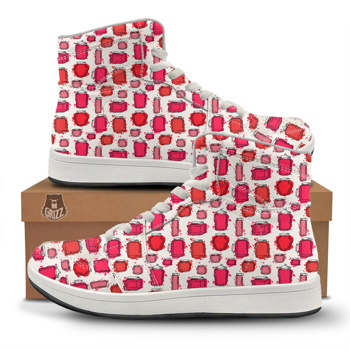 Canning Watercolor Print Pattern High Top Sneakers-grizzshop