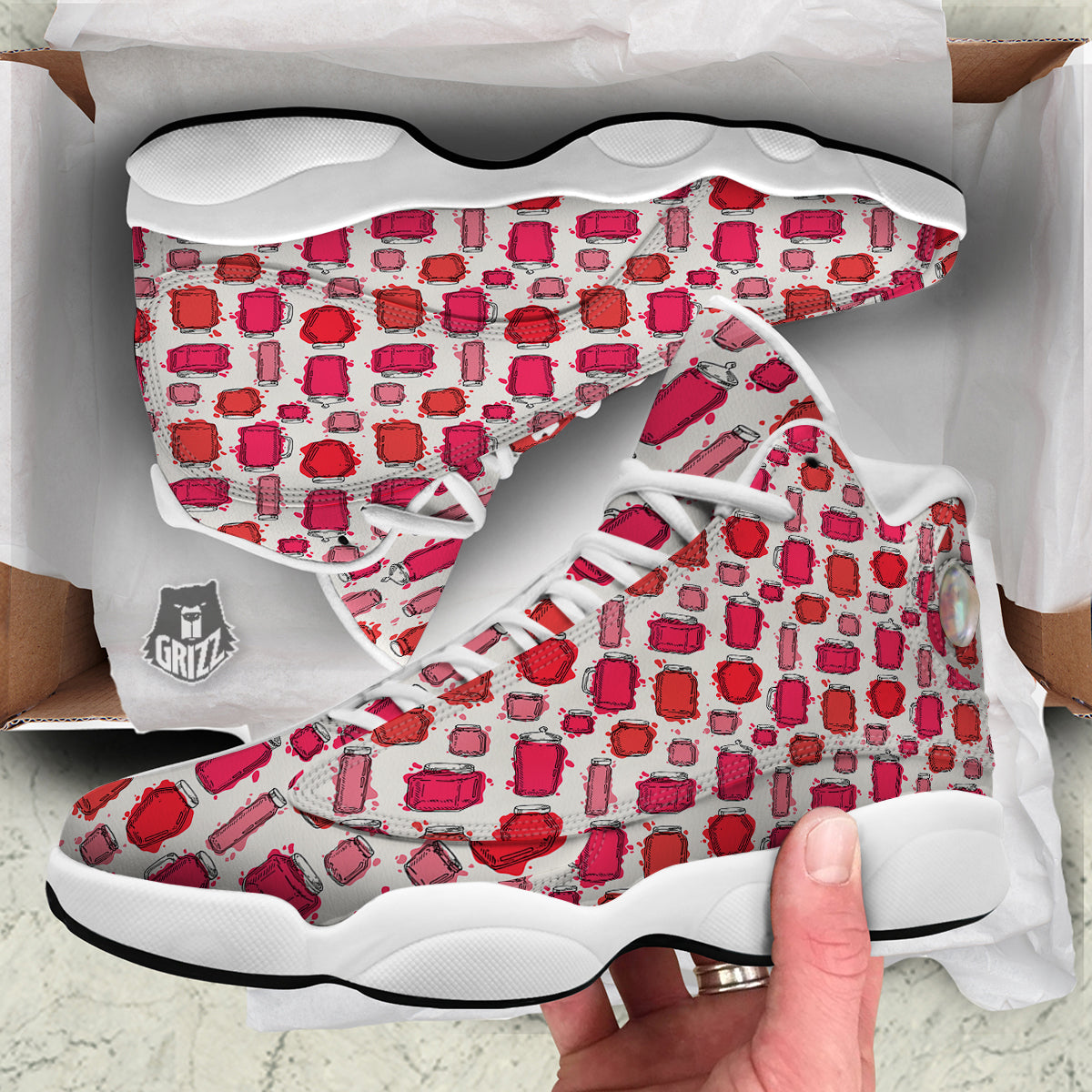 Canning Watercolor Print Pattern White Basketball Shoes-grizzshop