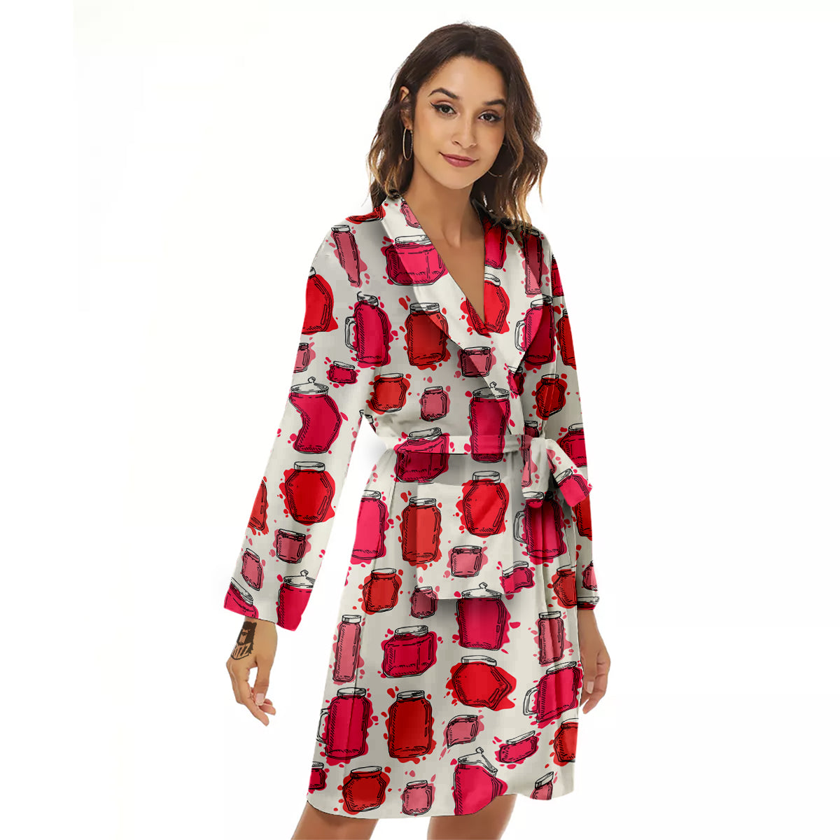 Canning Watercolor Print Pattern Women's Robe-grizzshop