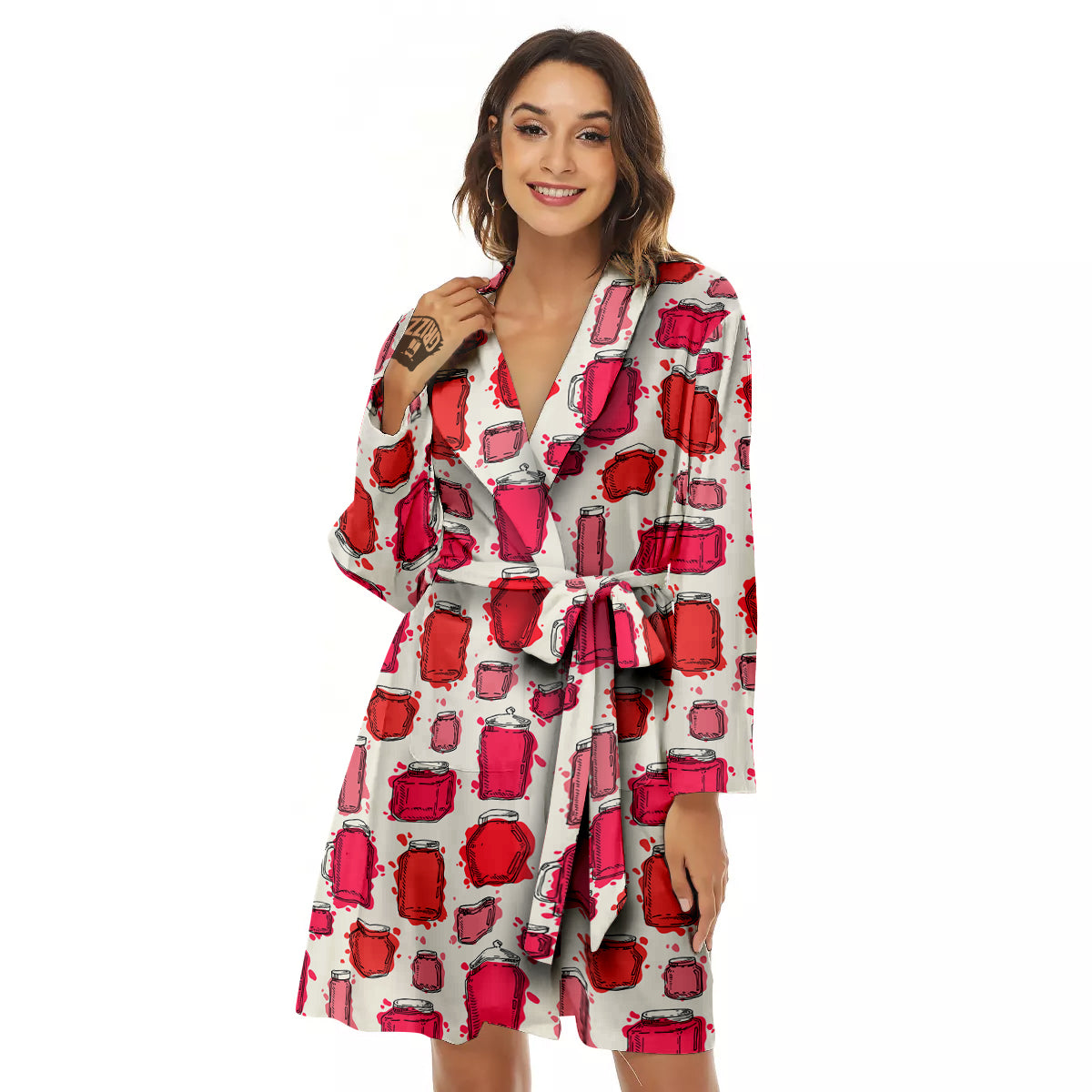 Canning Watercolor Print Pattern Women's Robe-grizzshop