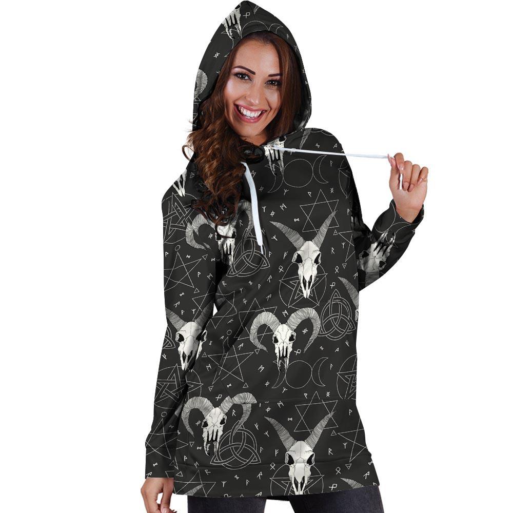 Capricorn Astrology Gothic Witch Hoodie Dress-grizzshop