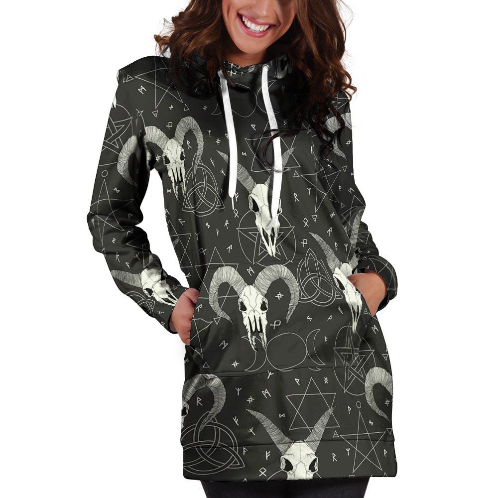 Capricorn Astrology Gothic Witch Hoodie Dress-grizzshop