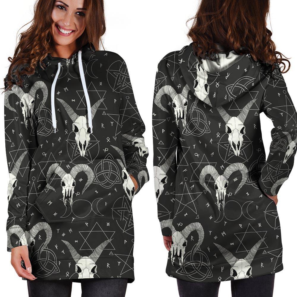 Capricorn Astrology Gothic Witch Hoodie Dress-grizzshop