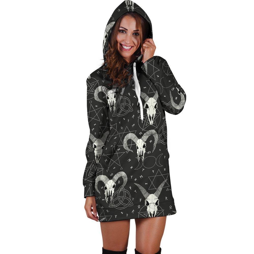 Capricorn Astrology Gothic Witch Hoodie Dress-grizzshop