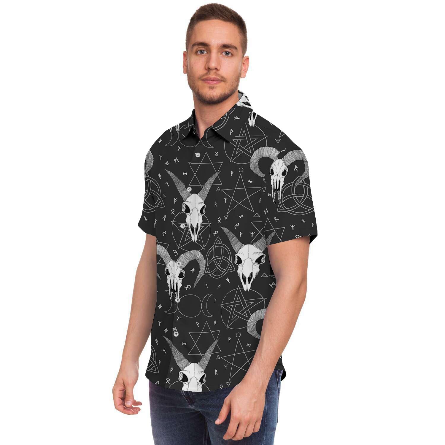 Capricorn Astrology Gothic Witch Men's Short Sleeve Shirt-grizzshop