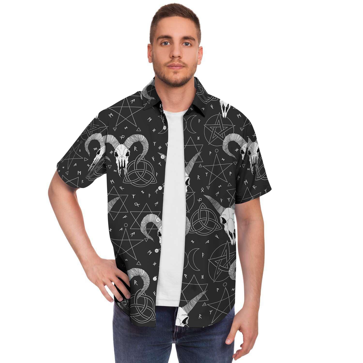 Capricorn Astrology Gothic Witch Men's Short Sleeve Shirt-grizzshop