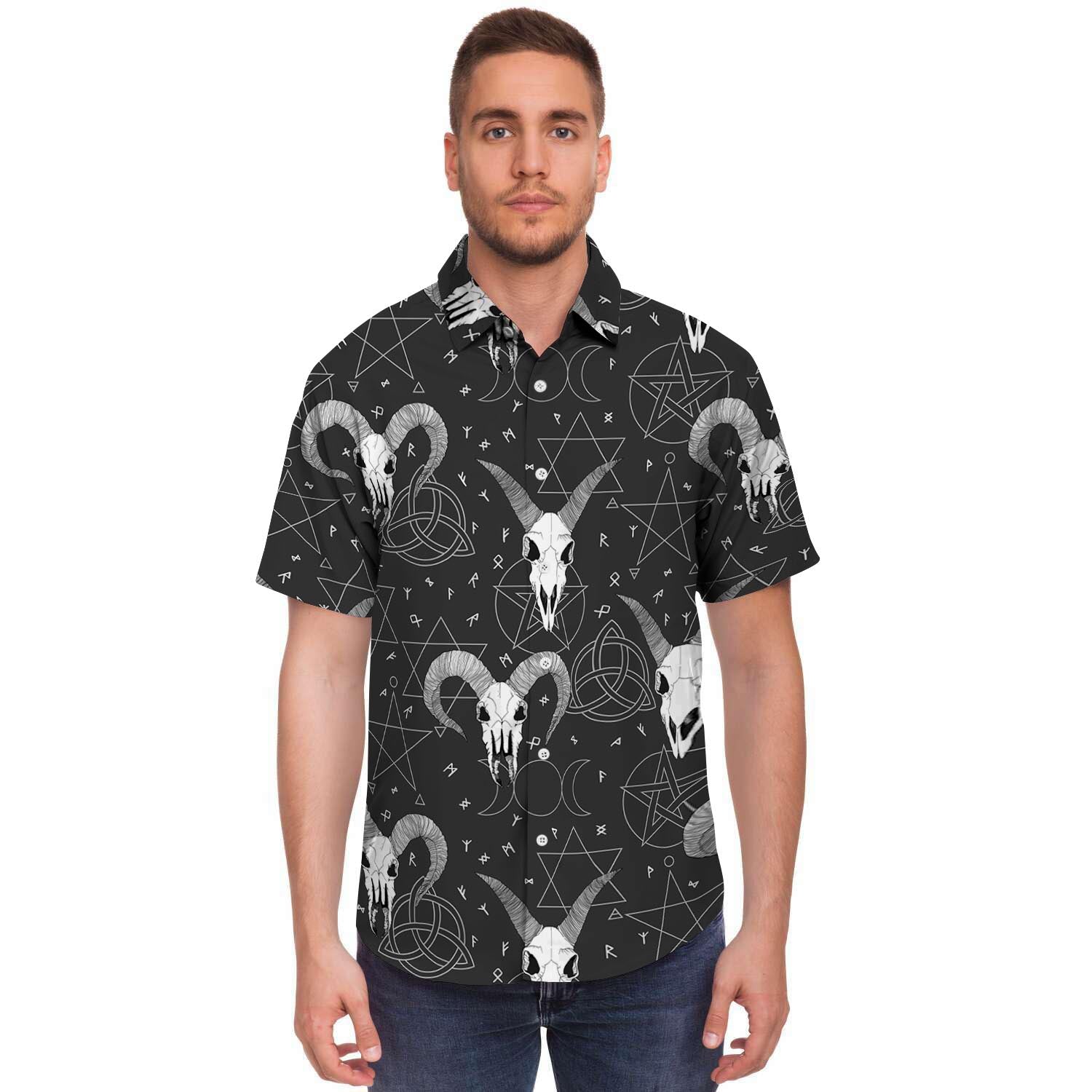 Capricorn Astrology Gothic Witch Men's Short Sleeve Shirt-grizzshop