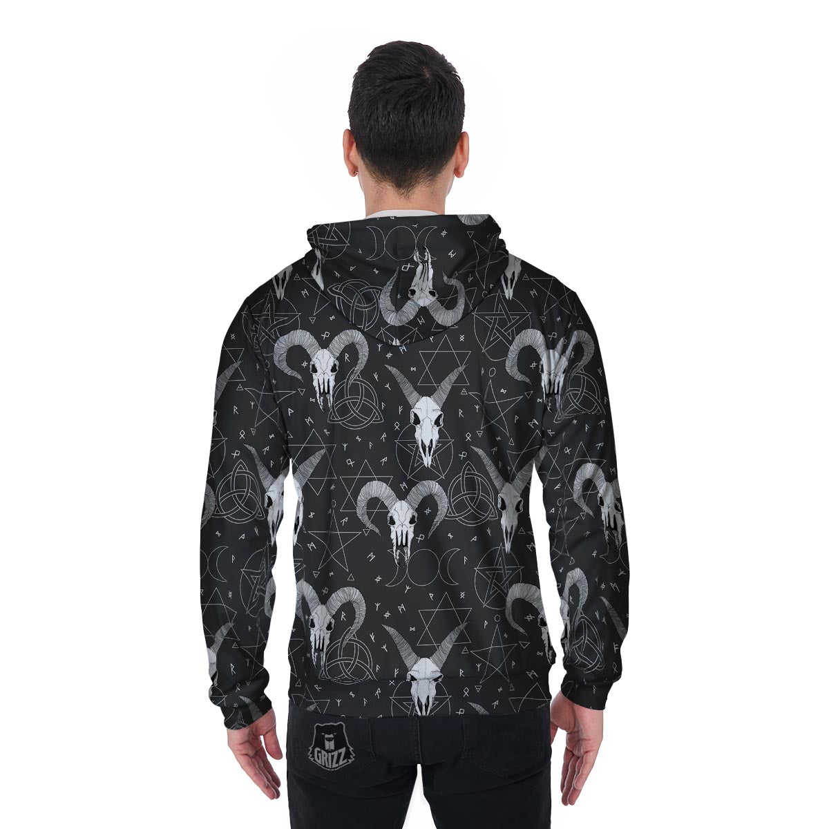 Capricorn Astrology Gothic Witch Men's Zip Up Hoodie-grizzshop