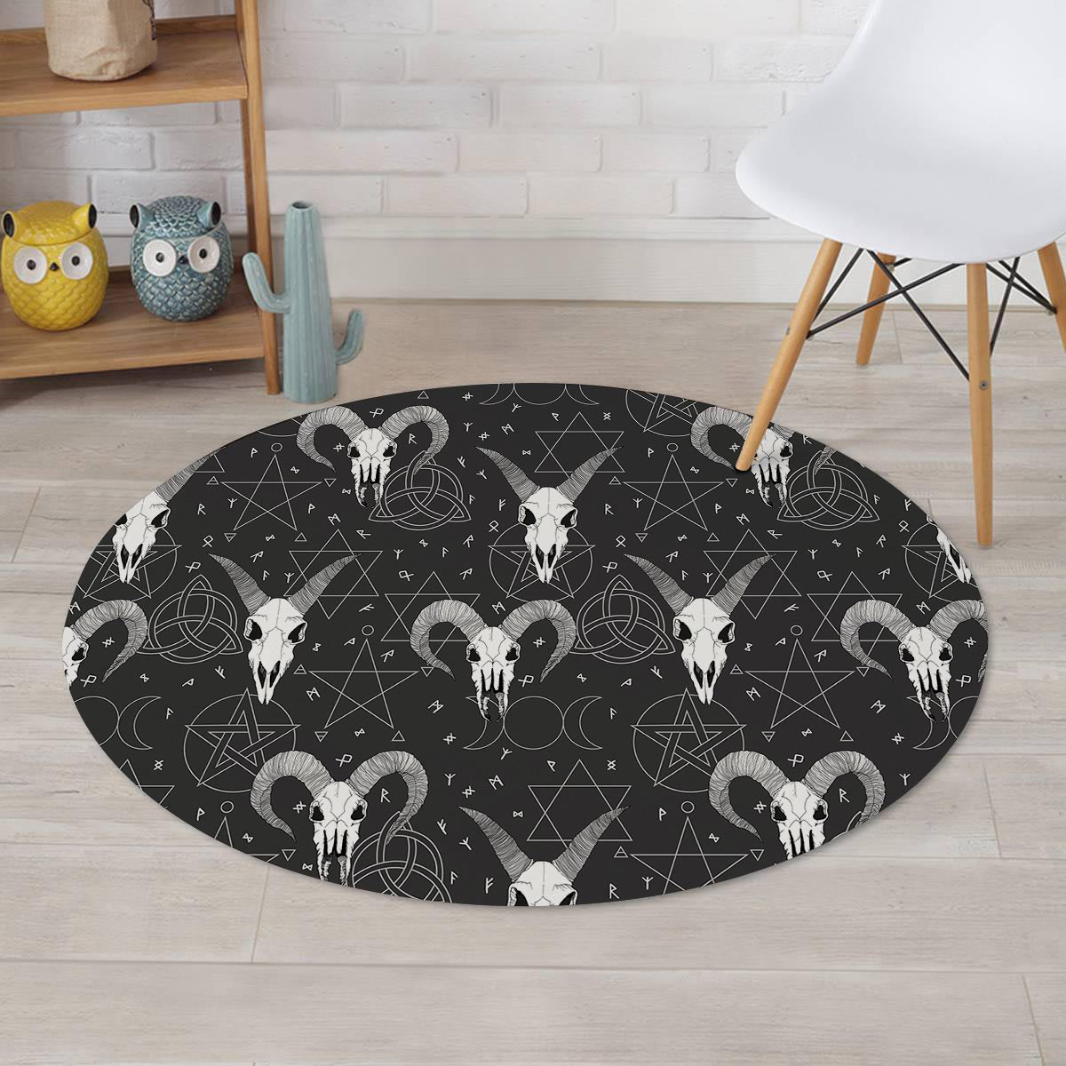 Capricorn Astrology Gothic Witch Round Rug-grizzshop