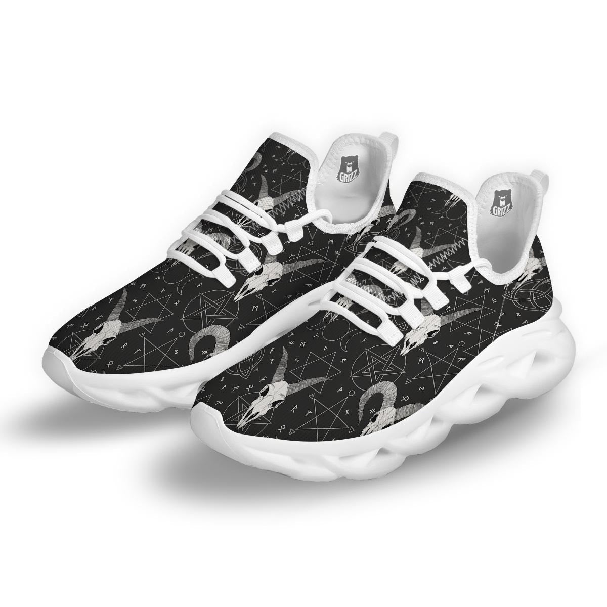Capricorn Astrology Gothic Witch White Running Shoes-grizzshop