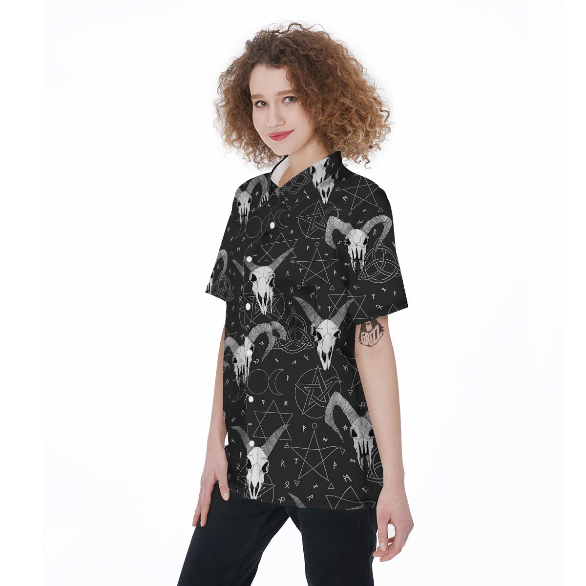 Capricorn Astrology Gothic Witch Women's Short Sleeve Shirts-grizzshop