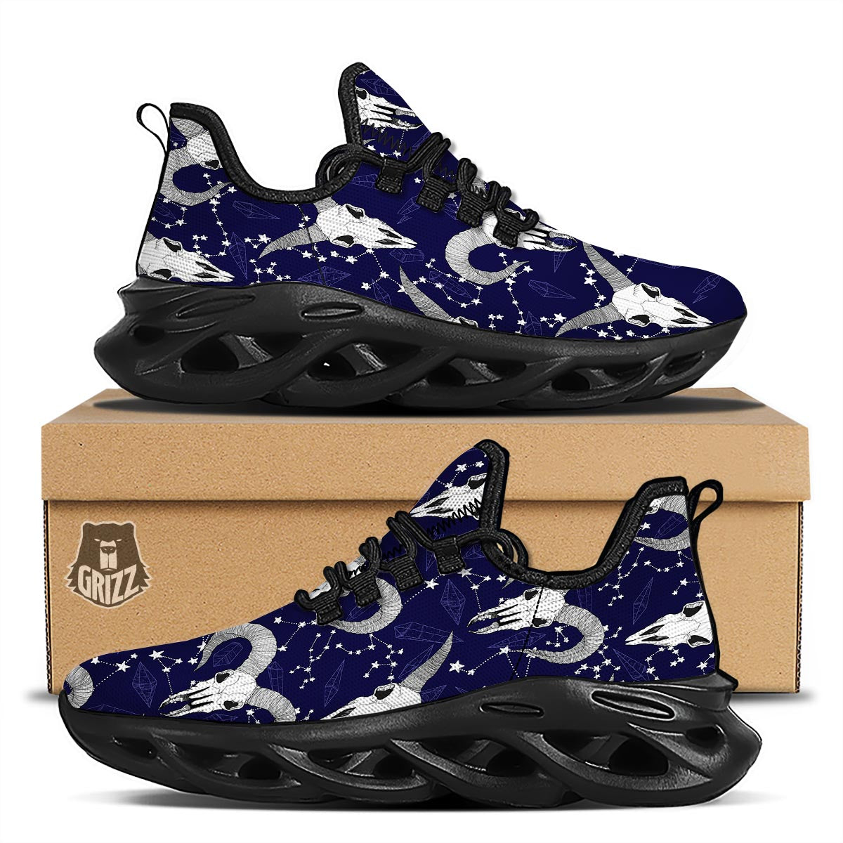 Capricorn Astrology Magic Witch Black Running Shoes-grizzshop