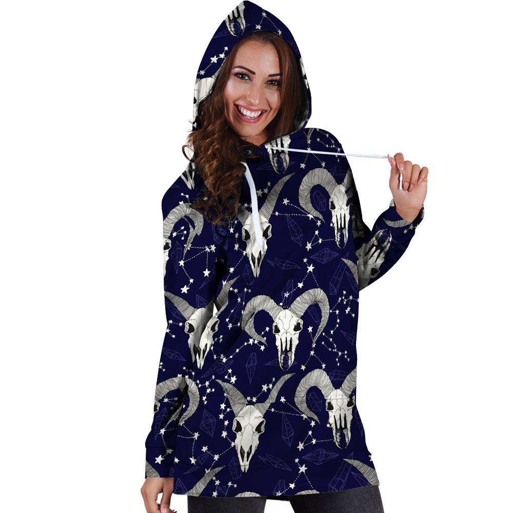 Capricorn Astrology Magic Witch Hoodie Dress-grizzshop