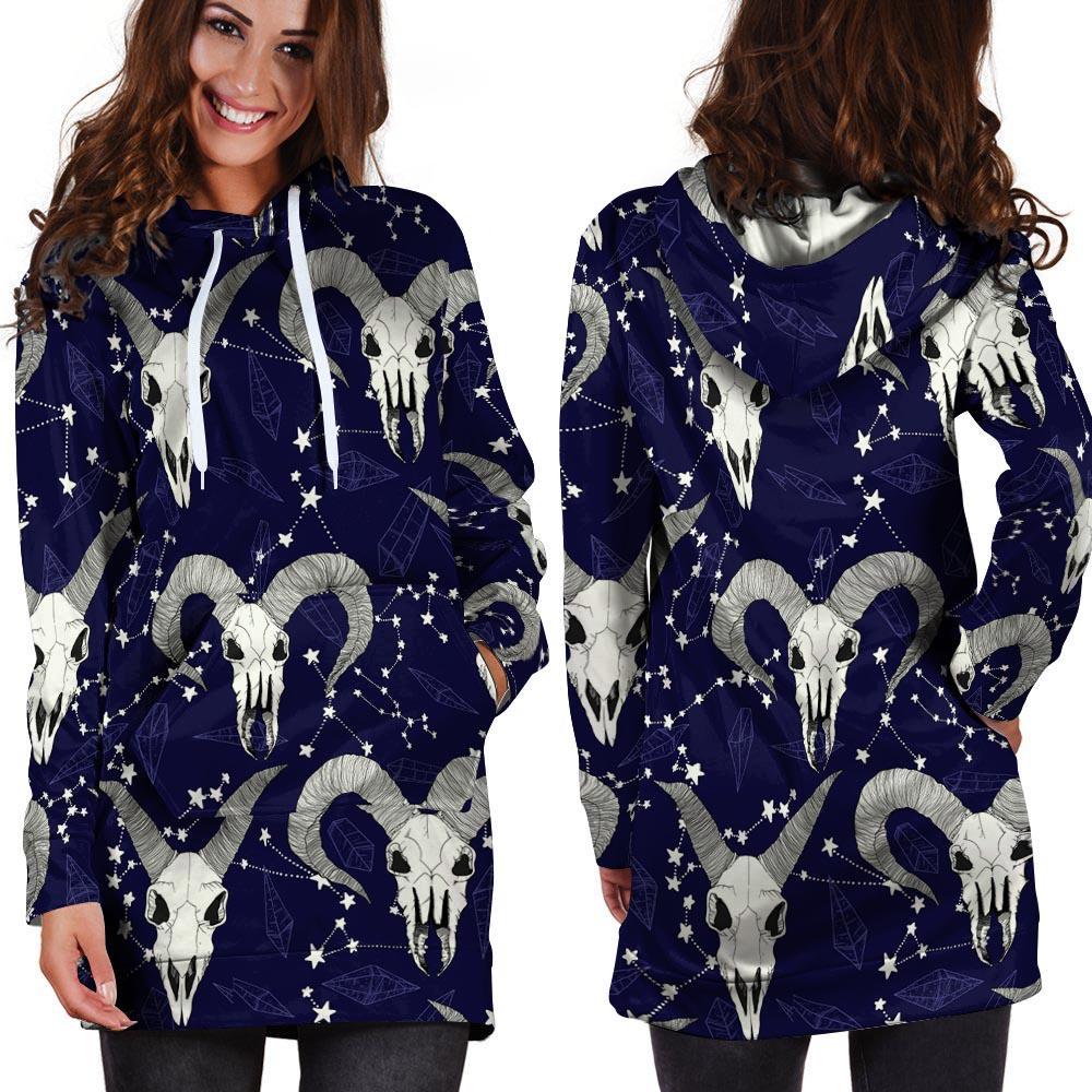 Capricorn Astrology Magic Witch Hoodie Dress-grizzshop