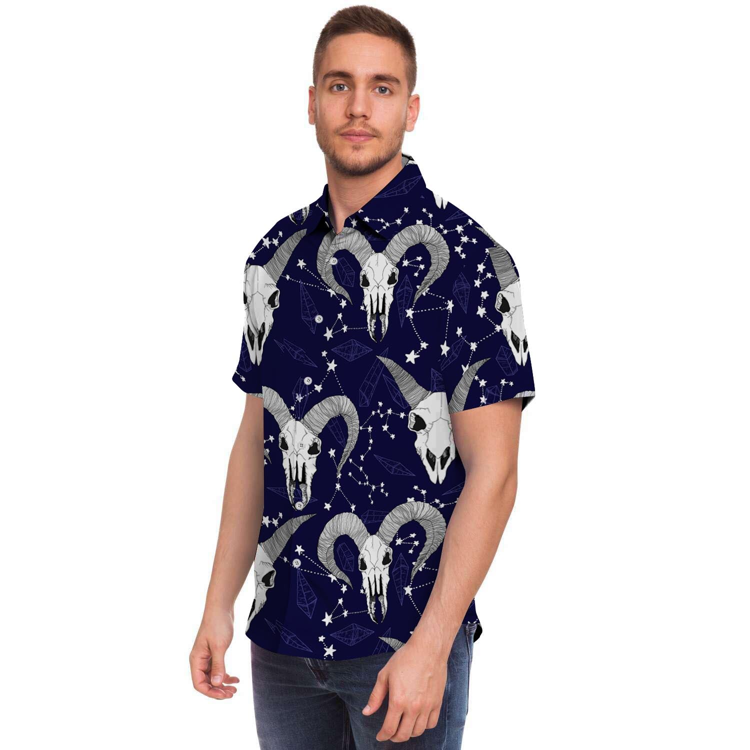 Capricorn Astrology Magic Witch Men's Short Sleeve Shirt-grizzshop
