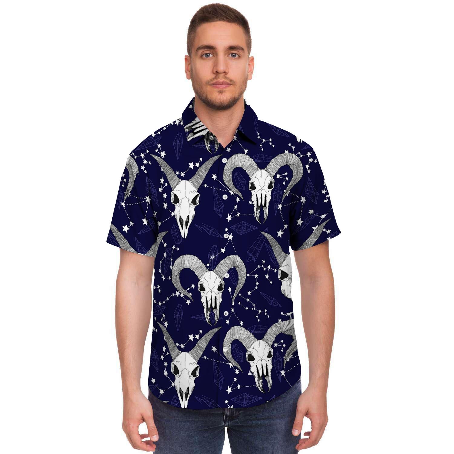 Capricorn Astrology Magic Witch Men's Short Sleeve Shirt-grizzshop
