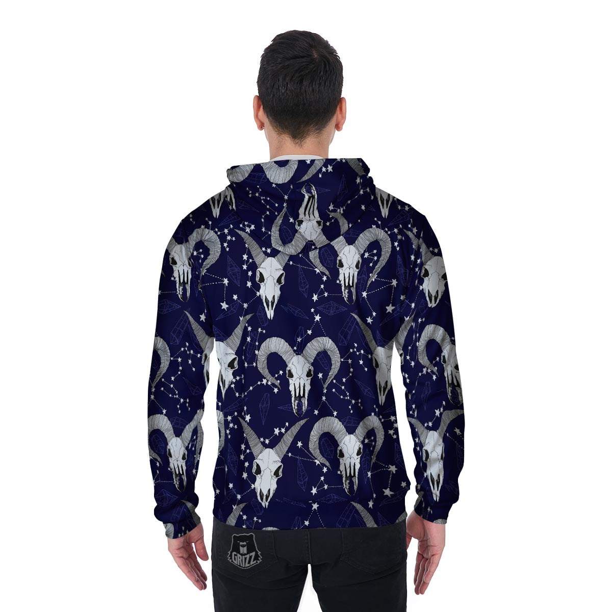 Capricorn Astrology Magic Witch Men's Zip Up Hoodie-grizzshop