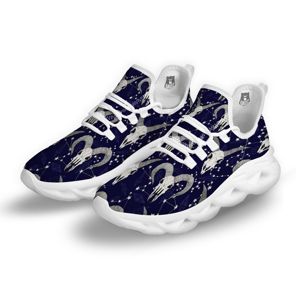 Capricorn Astrology Magic Witch White Running Shoes-grizzshop
