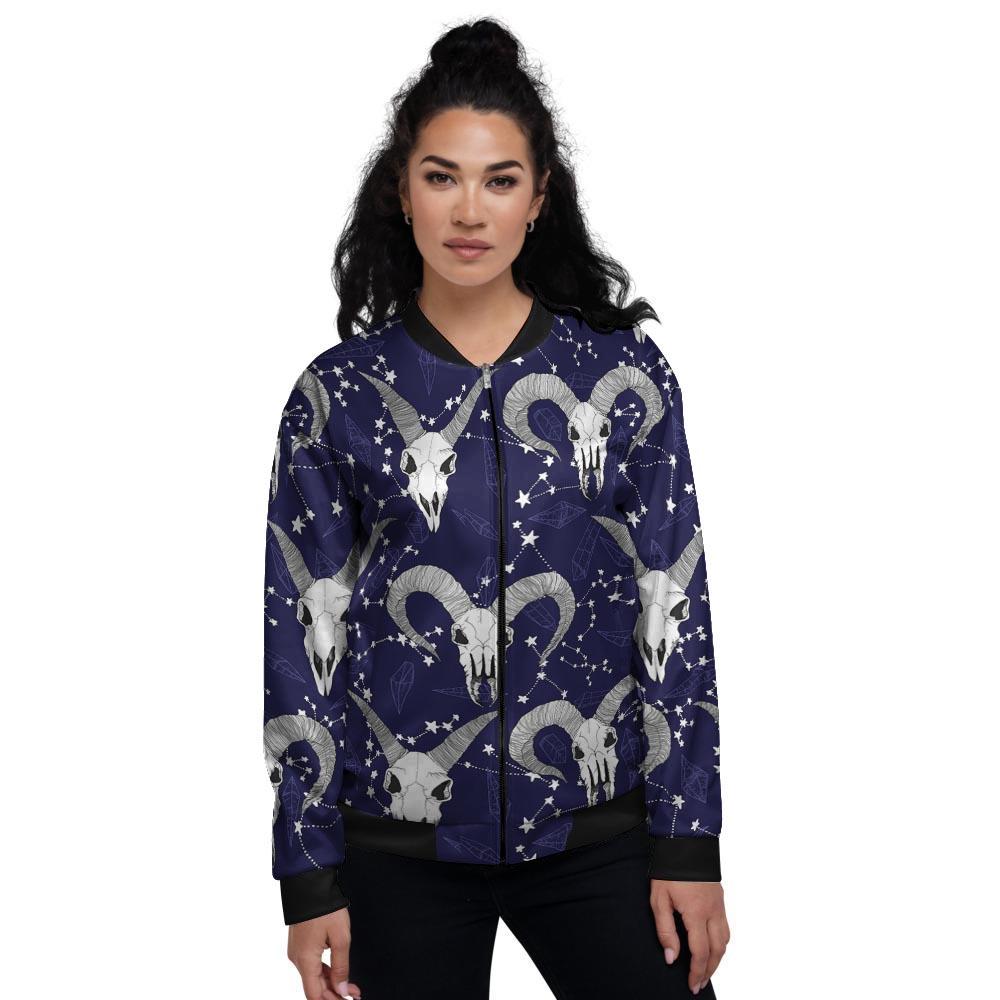 Capricorn Astrology Magic Witch Women's Bomber Jacket-grizzshop