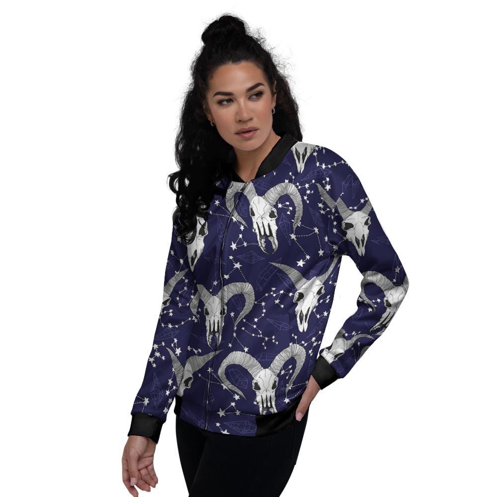 Capricorn Astrology Magic Witch Women's Bomber Jacket-grizzshop
