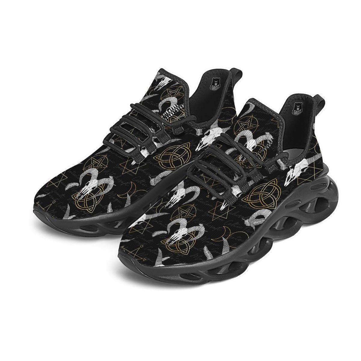 Capricorn Astrology Witch Gothic Black Running Shoes-grizzshop