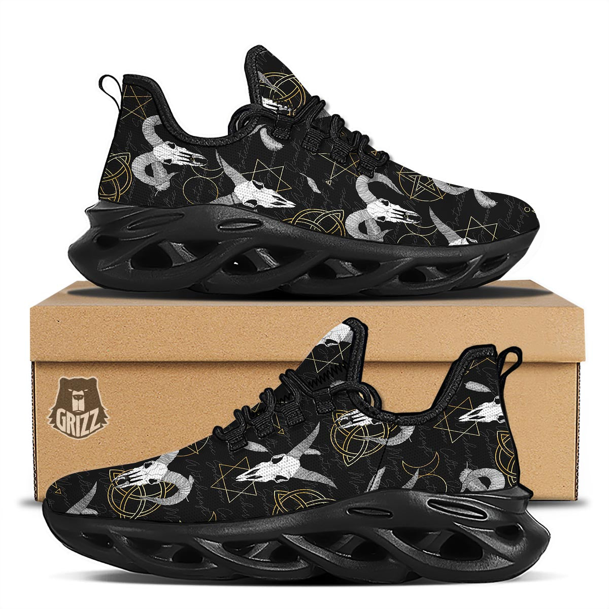 Capricorn Astrology Witch Gothic Black Running Shoes-grizzshop