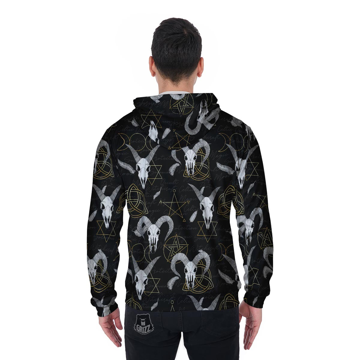 Capricorn Astrology Witch Gothic Men's Zip Up Hoodie-grizzshop