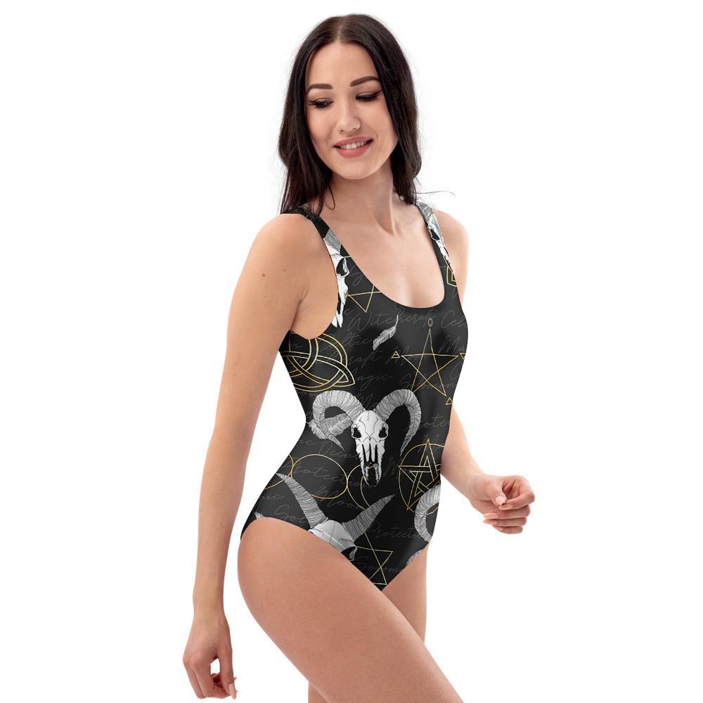 Capricorn Astrology Witch Gothic One Piece Swimsuite-grizzshop