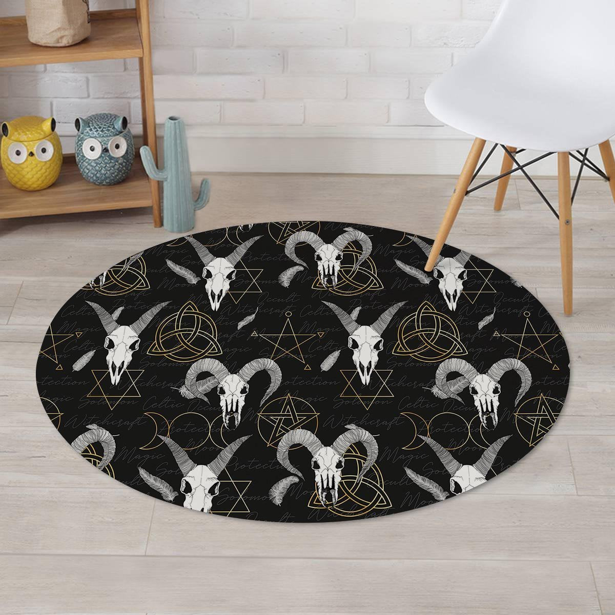 Capricorn Astrology Witch Gothic Round Rug-grizzshop