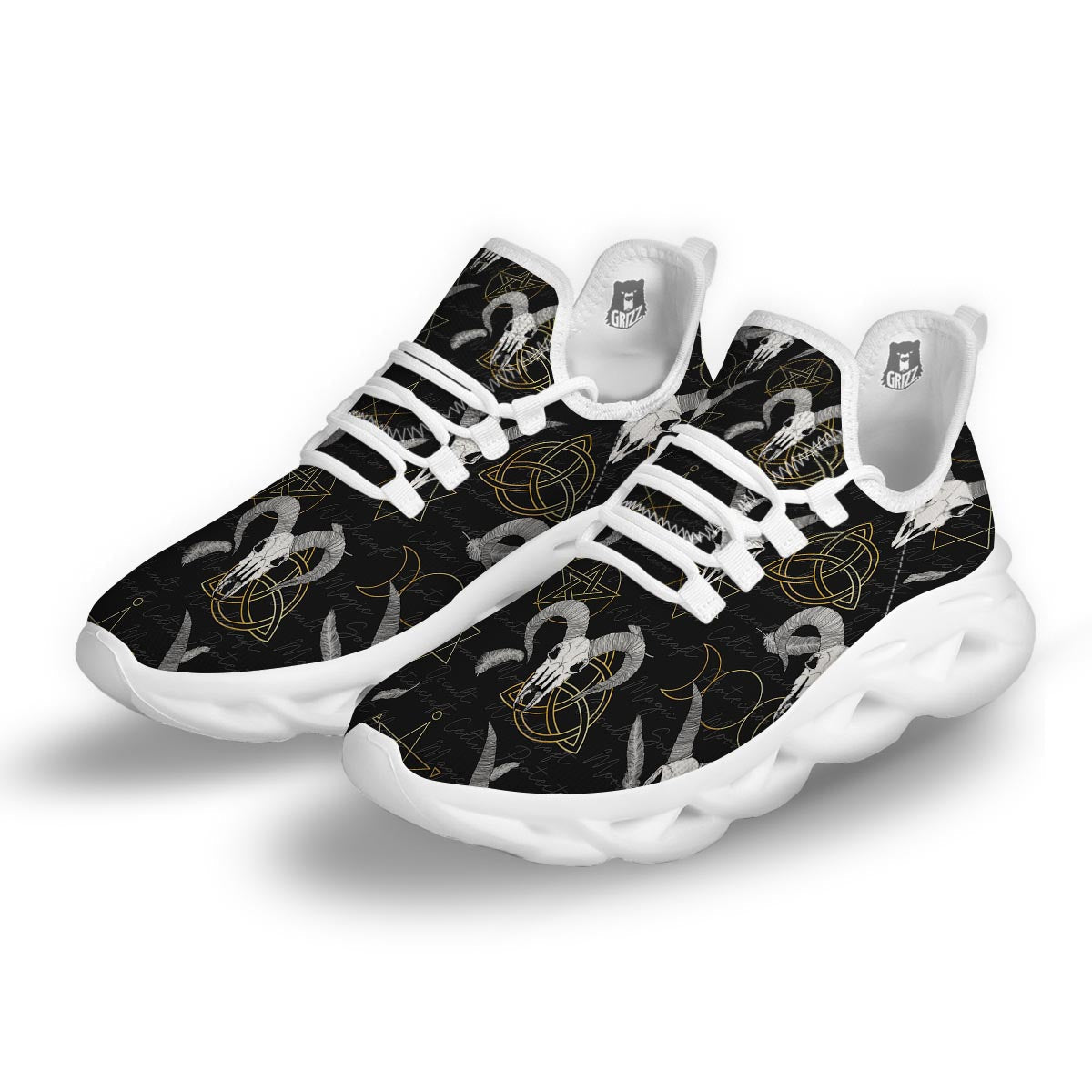 Capricorn Astrology Witch Gothic White Running Shoes-grizzshop