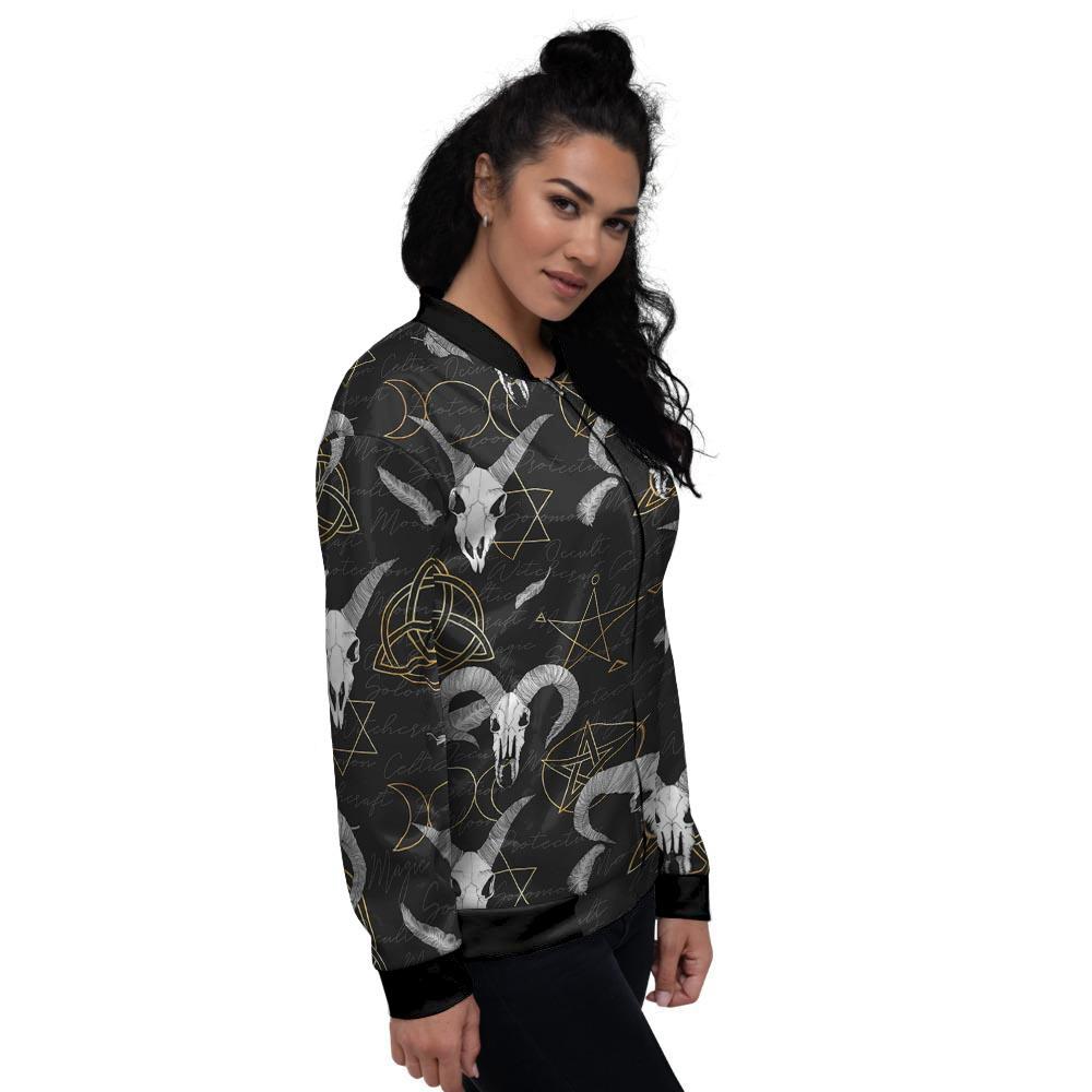 Capricorn Astrology Witch Gothic Women's Bomber Jacket-grizzshop